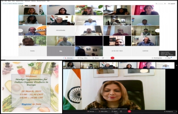 A knowledge-sharing session was organized by the Embassies of India in Copenhagen & Brussels and APEDA on Market Opportunities for Indian Organic Products in Europe